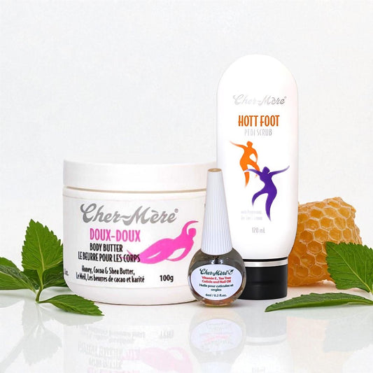 Cher-Mere pedicure bundle with mint and honeycomb