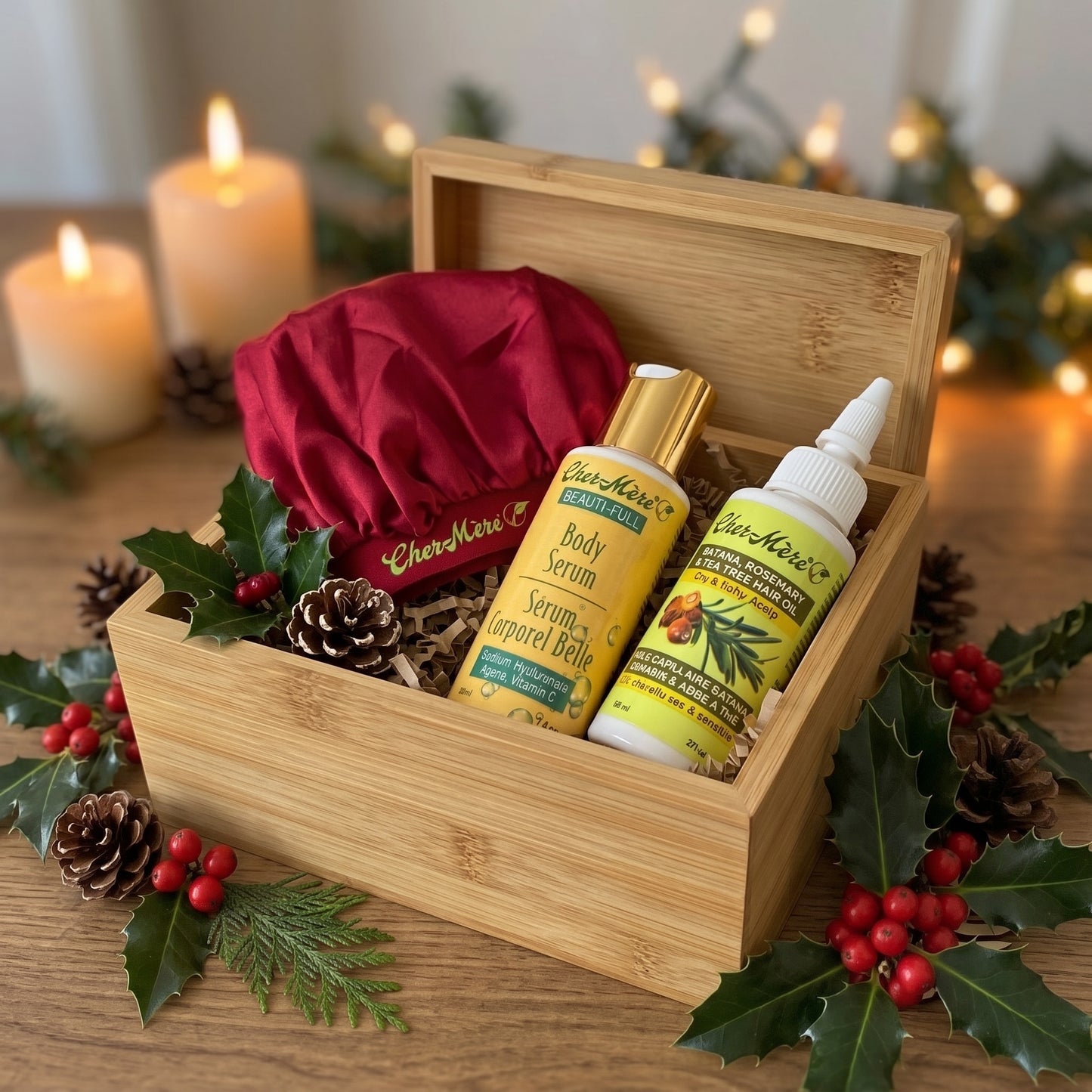 Rosemary Hair Oil & Satin Cap Holiday Gift Box